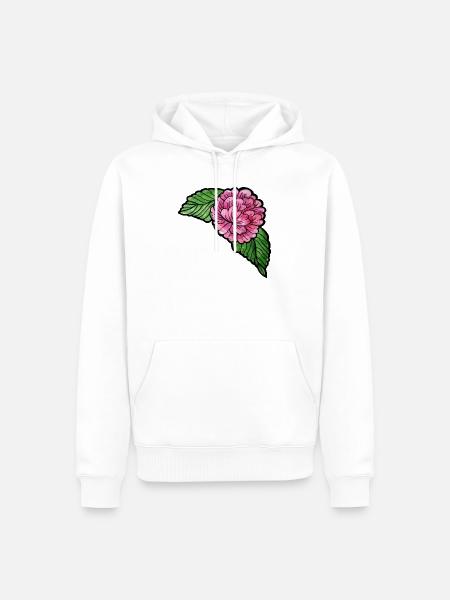 Rosa Pfingstrose auf schwarzer Seide - Männer Premium Bio Hoodie - Weiß