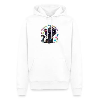 Black Cat Chic Lila Brille Glück Humor - Männer Premium Bio Hoodie - Weiß - Vorne - Nico (187cm)