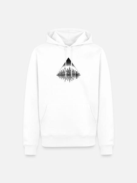 Nachtstadtreflexion im Diamant-Design - Männer Premium Bio Hoodie - Weiß