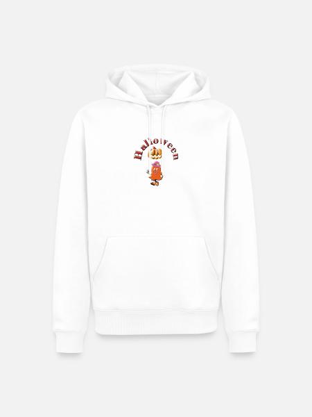 Halloween Freudiger Geist-Kürbis - Männer Premium Bio Hoodie - Weiß