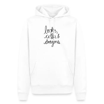 Books, Coffee & Dragons – Design für Leseratten - Männer Premium Bio Hoodie - Weiß - Vorne - Nico (187cm)