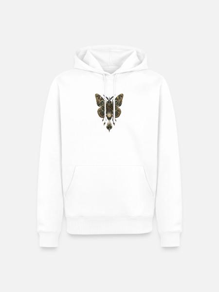 Steampunk Schmetterling – Uhr Mechanik Kunst - Männer Premium Bio Hoodie - Weiß