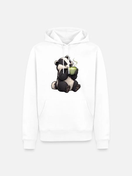 Dachs mit Matcha Latte - Männer Premium Bio Hoodie - Weiß