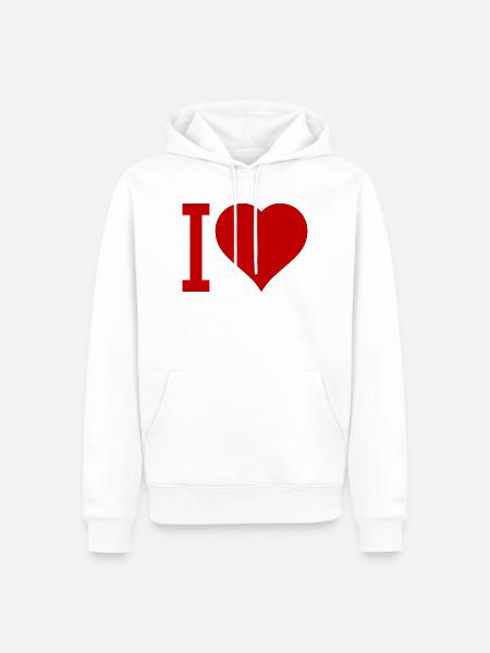 Ich liebe Herz-Icon Typografie - Männer Premium Bio Hoodie - Weiß
