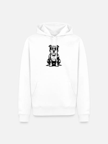 Hund mit Sonnenbrille - Männer Premium Bio Hoodie - Weiß