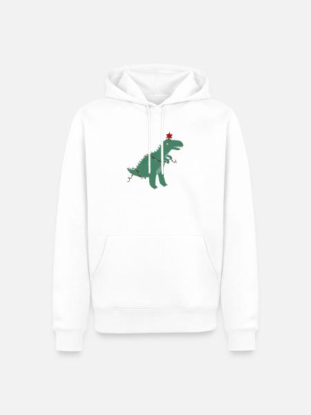 Niedlicher Weihnachtsdinosaurier - Männer Premium Bio Hoodie - Weiß