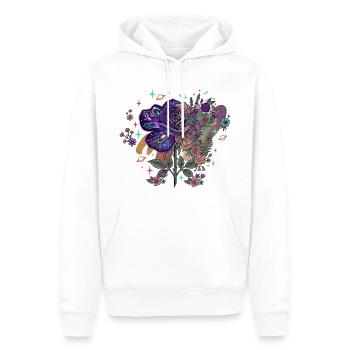 Kosmischer Rosennebelstrauß - Männer Premium Bio Hoodie - Weiß - Vorne - Nico (187cm)