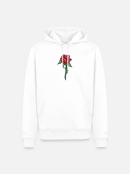 Crimson Rose Aquarell-Skizze - Männer Premium Bio Hoodie - Weiß