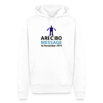 Pixel Avatar Nachricht Logo Arecibo - Männer Premium Bio Hoodie - Weiß - Vorne - Nico (187cm)