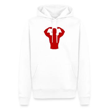 Crimson Flex Silhouette - Männer Premium Bio Hoodie - Weiß - Vorne - Nico (187cm)