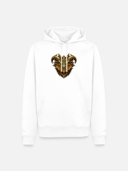 Steindrache – Mächtiger Drachenkopf aus Fels - Männer Premium Bio Hoodie - Weiß