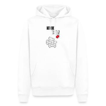 Not Here to Fit In – Rotes Puzzleteil Statement - Männer Premium Bio Hoodie - Weiß - Vorne - Nico (187cm)