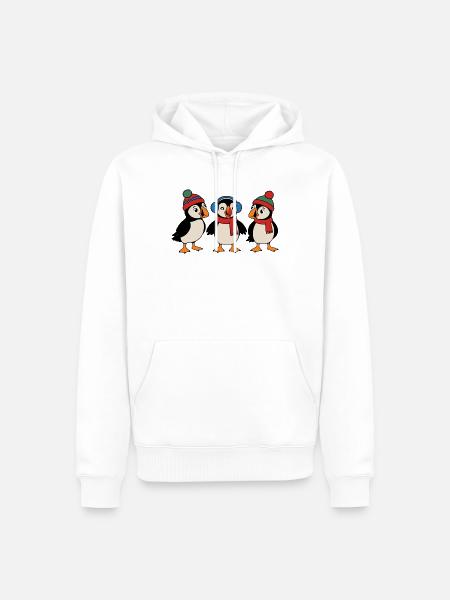 Drei Weihnachts-Papageitaucher – Weihnachten - Männer Premium Bio Hoodie - Weiß