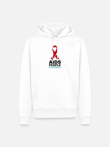 Rotes AIDS-Gedächtnisband - Männer Premium Bio Hoodie - Weiß