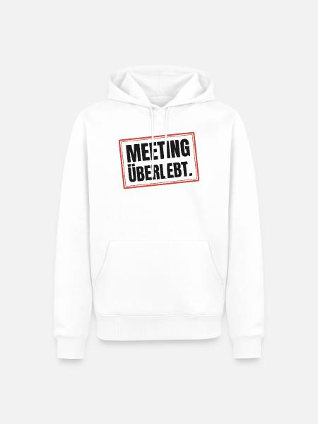 Meeting überlebt - Männer Premium Bio Hoodie - Weiß