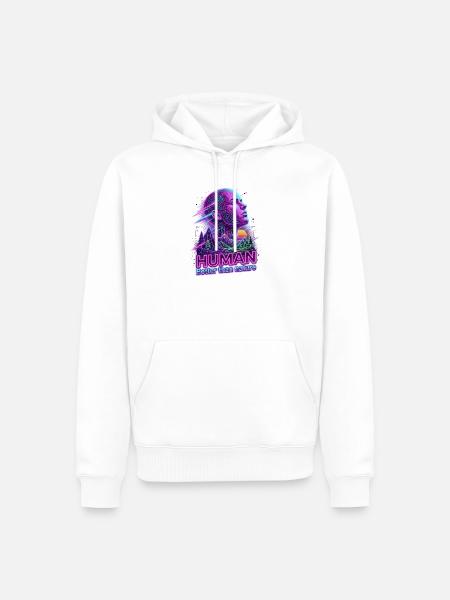 Human_-_better_than_Nature_-_Retrowave - Männer Premium Bio Hoodie - Weiß