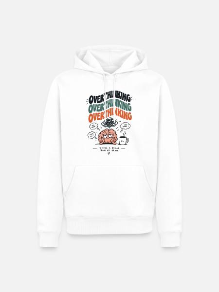 Überdenken-Pause Gehirnhumor - Männer Premium Bio Hoodie - Weiß
