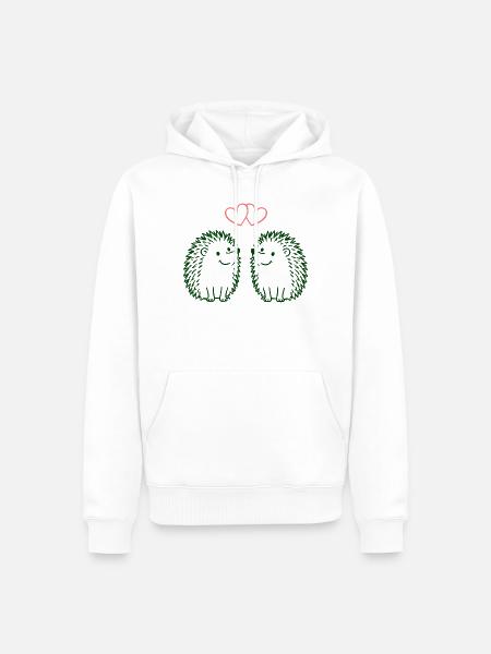 Herzchen-Igel Duo Liebesillustration - Männer Premium Bio Hoodie - Weiß