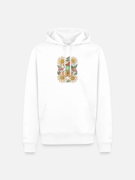 Froschzauberer reitet Schnecke Retro - Männer Premium Bio Hoodie - Weiß