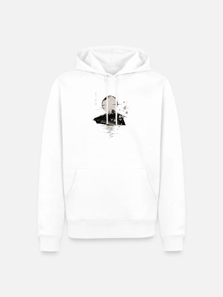 Fuji Berg unter Mondlicht - Männer Premium Bio Hoodie - Weiß