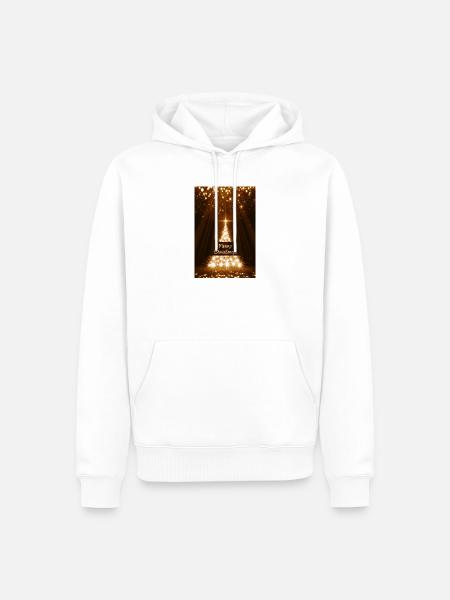 Leuchtender Glitzer-Weihnachtsbaum - Männer Premium Bio Hoodie - Weiß