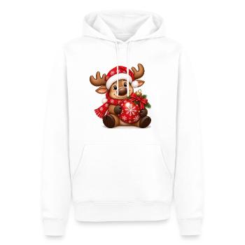 Weihnachtselch mit roter Weihnachtskugel - Männer Premium Bio Hoodie - Weiß - Vorne - Nico (187cm)