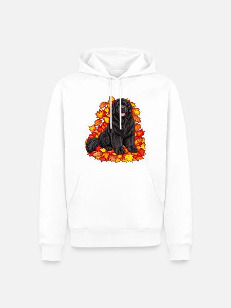 Neufundländer mit Ahornlaub - Männer Premium Bio Hoodie - Weiß
