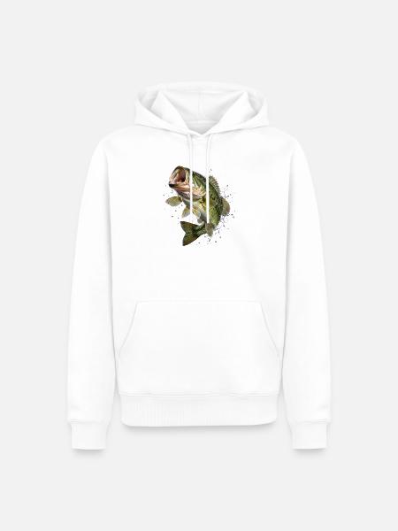 Fisch, Angeln, Fischer - Männer Premium Bio Hoodie - Weiß