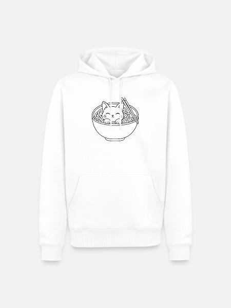 Ramen-Kätzchen - Männer Premium Bio Hoodie - Weiß