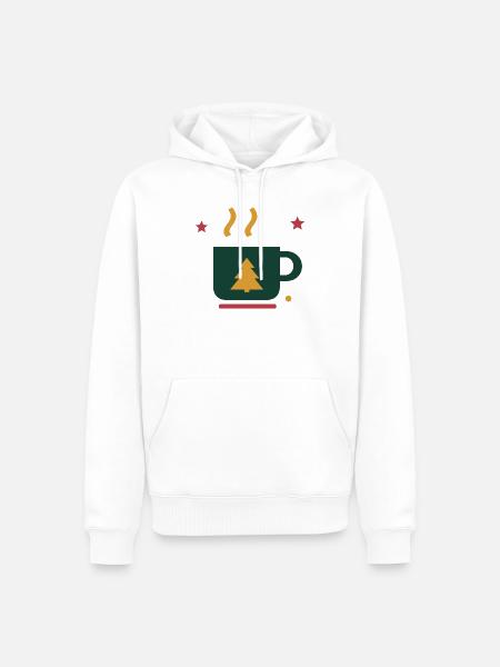 Winterkakao mit Tannenbaum – Adventsmotiv - Männer Premium Bio Hoodie - Weiß
