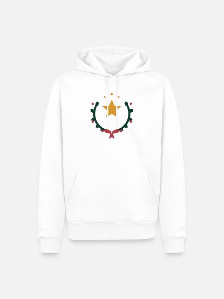 Weihnachtsstern im Kranz aus Winterzweigen - Männer Premium Bio Hoodie - Weiß