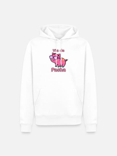 Leben von Pacha Pig Glam - Männer Premium Bio Hoodie - Weiß