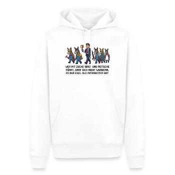 Wer_mit_Zuckerbrot_und_Peitsche - Männer Premium Bio Hoodie - Weiß - Vorne - Nico (187cm)
