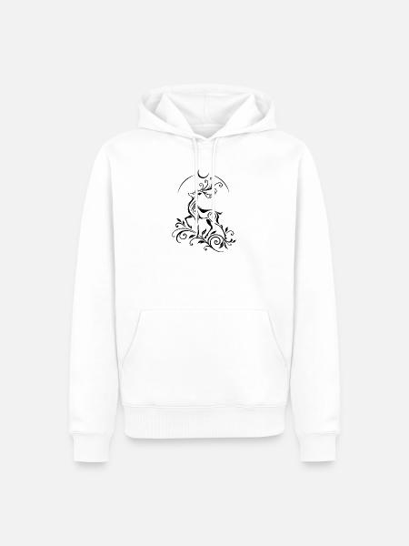 Hirsch mit Mond - Mystisches Waldmotiv - Männer Premium Bio Hoodie - Weiß