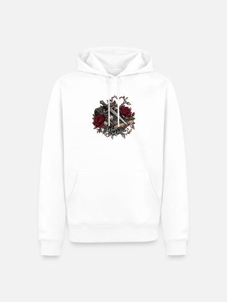Dunkle Romanze: Herz Rose Klinge - Männer Premium Bio Hoodie - Weiß