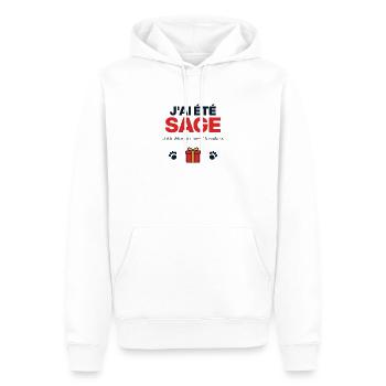 Ich war brav, es ist der Hund – Weihnachtshumor - Männer Premium Bio Hoodie - Weiß - Vorne - Nico (187cm)