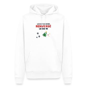 Die Katze hat wieder den Baum umgestoßen – Weihnachtshumor - Männer Premium Bio Hoodie - Weiß - Vorne - Nico (187cm)