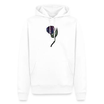 Blaues Rosen-Aquarell auf Schwarz - Männer Premium Bio Hoodie - Weiß - Vorne - Nico (187cm)