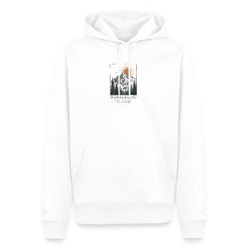 Wanderlust: Berge, Wald und Sonne - Männer Premium Bio Hoodie - Weiß - Vorne - Nico (187cm)