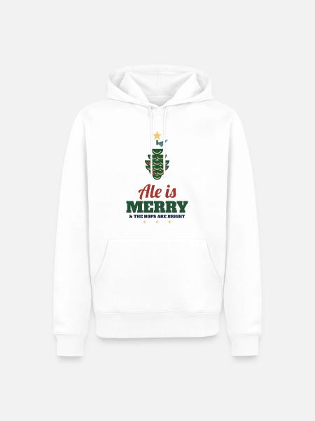 Ale Is Merry – Craft-Bier Weihnachtsshirt - Männer Premium Bio Hoodie - Weiß