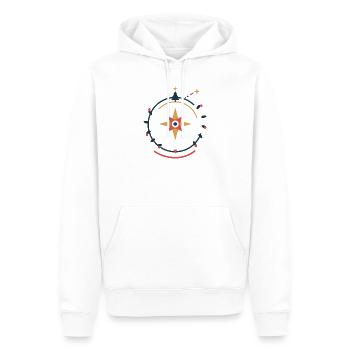 Sternenkompass im Winterkranz – Weihnachten - Männer Premium Bio Hoodie - Weiß - Vorne - Nico (187cm)