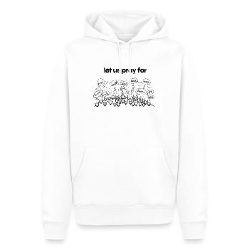 Let us pray for - people praying line art - Männer Premium Bio Hoodie - Weiß - Vorne - Nico (187cm)