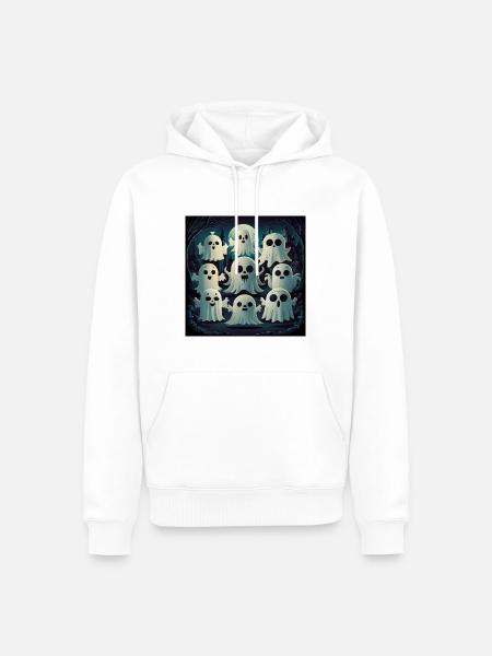 Süßes Kawaii-geister-halloween-spukhaus - Männer Premium Bio Hoodie - Weiß