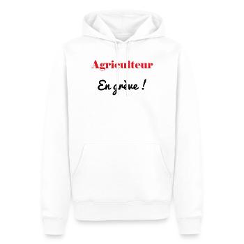 BAUER. STREIK. DEMONSTRATION. ARBEIT. HUMOR - Männer Premium Bio Hoodie - Weiß - Vorne - Nico (187cm)