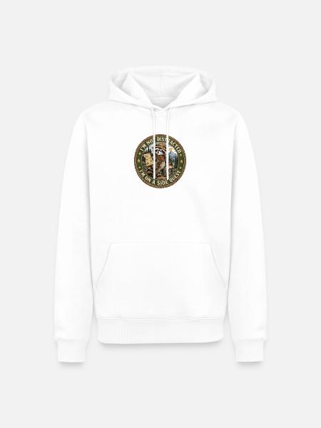 Nicht abgelenkter Waschbär-Quest - Männer Premium Bio Hoodie - Weiß