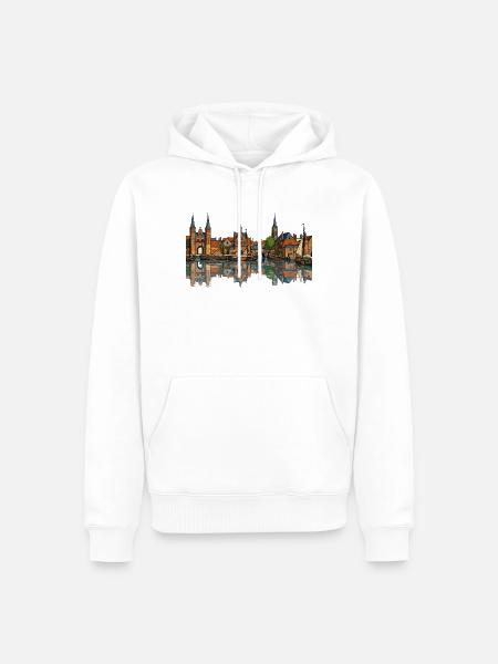 Blick auf Delft - Männer Premium Bio Hoodie - Weiß