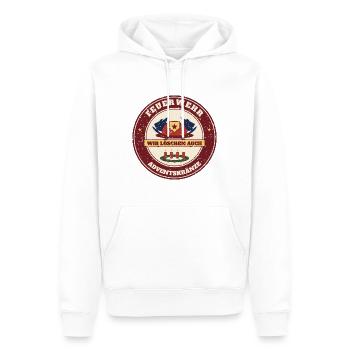 Feuerwehr – Wir löschen auch Adventskränze - Männer Premium Bio Hoodie - Weiß - Vorne - Nico (187cm)