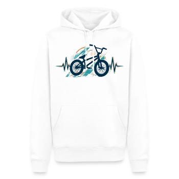 BMX Herzschlag EKG: Minimalistisches Silhouette - Männer Premium Bio Hoodie - Weiß - Vorne - Nico (187cm)
