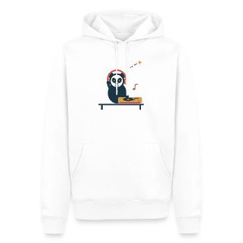 Panda am Plattenspieler – gemütliche Vinylpause - Männer Premium Bio Hoodie - Weiß - Vorne - Nico (187cm)