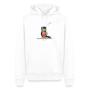 Otter mit Kaffeetasse – kleine Kaffeeauszeit - Männer Premium Bio Hoodie - Weiß - Vorne - Nico (187cm)
